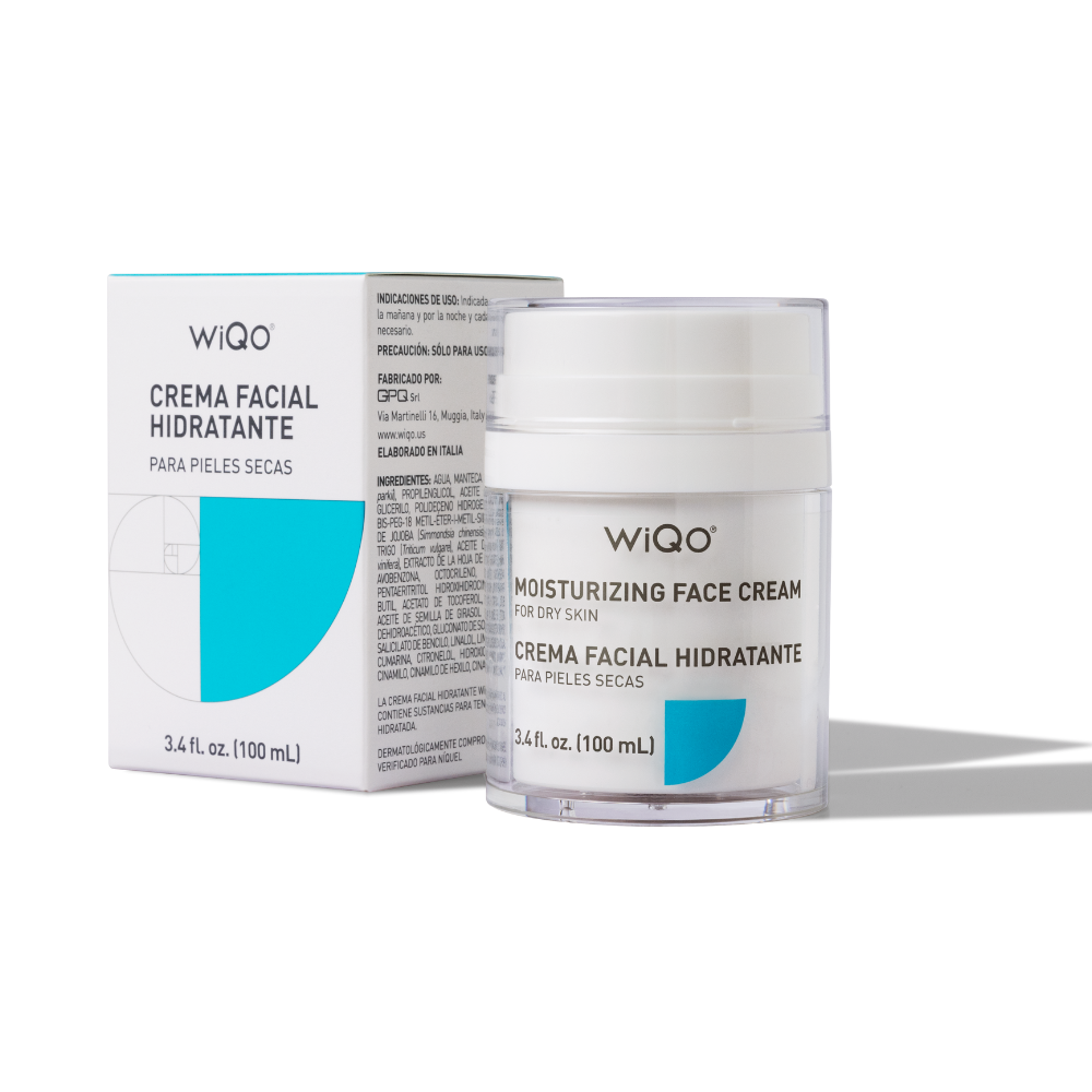 A box and bottle of WiQo&#39;s moisturizing face cream