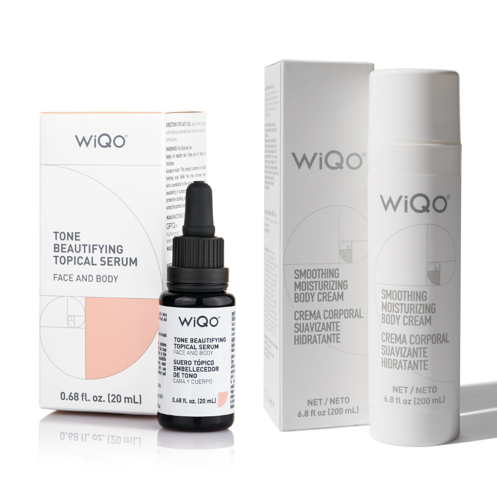 A box of Tone Beautifying Topical Serum for the Face & Body from WiQo